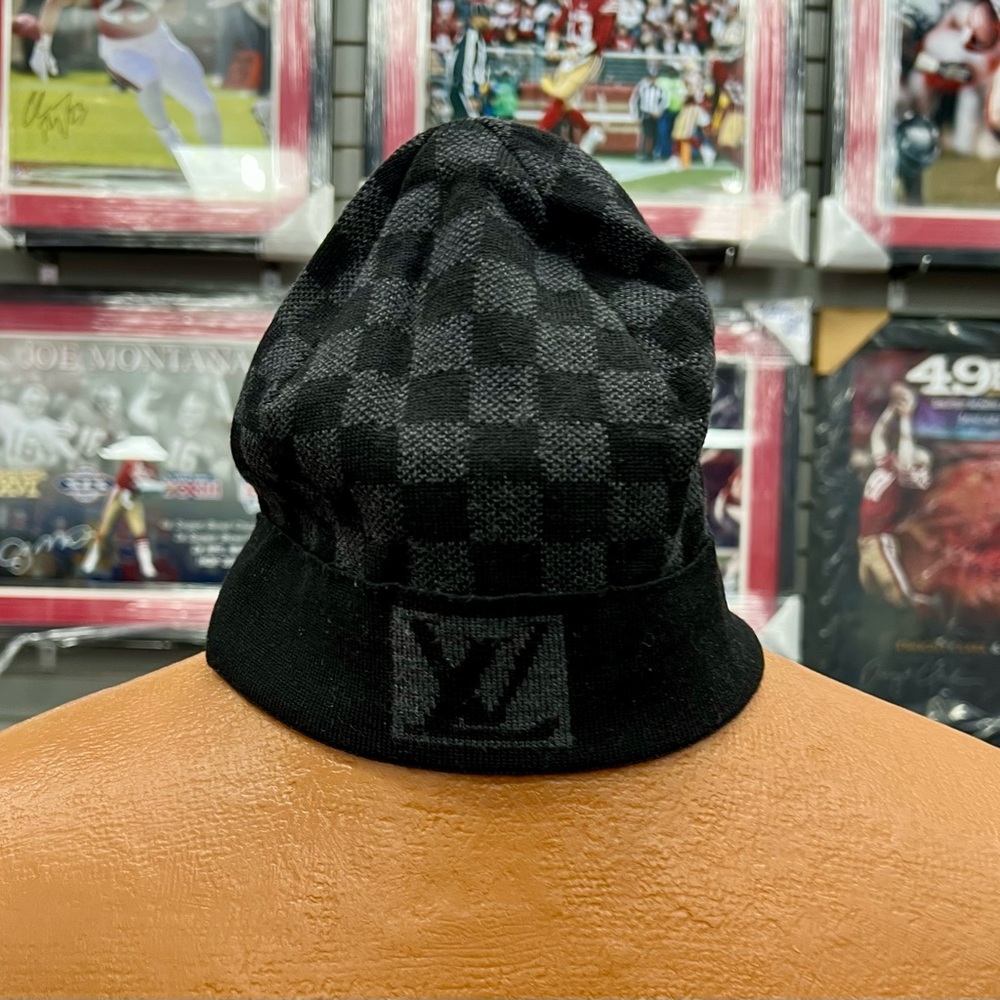 Vintage Louis Vuitton Black Checkered Beanie